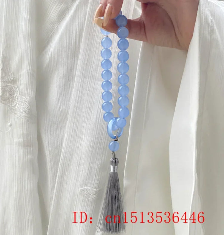 Green Jade Stone 12mm Beads Tassel Bracelet Necklace Tibetan Buddhist Mala Buddha Charm Rosary Yoga Men Woman Jewelry Customized
