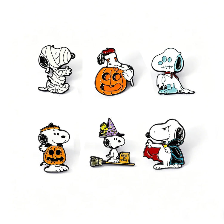 6Pcs Cute Puppy Christmas Enamel Pins Santa Tree White Dog Animal Brooch Puppy Lapel Badge For Backpack Hat Xmas Holiday Gift