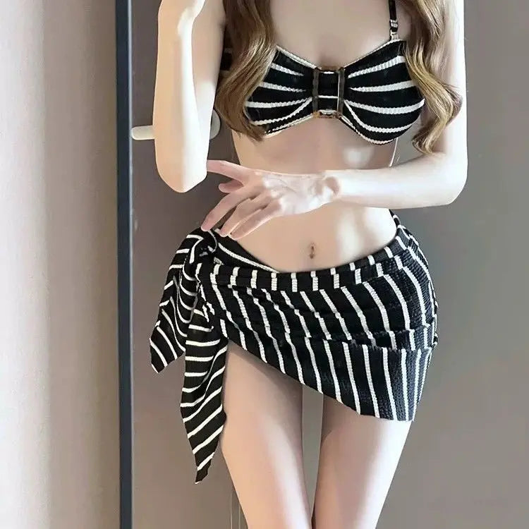 Womens Bathing Suit 2026 Summer Vacation Swimwear Stripe Two Piece Swimsuit Halter Neck Bikini Set Beachwear Female