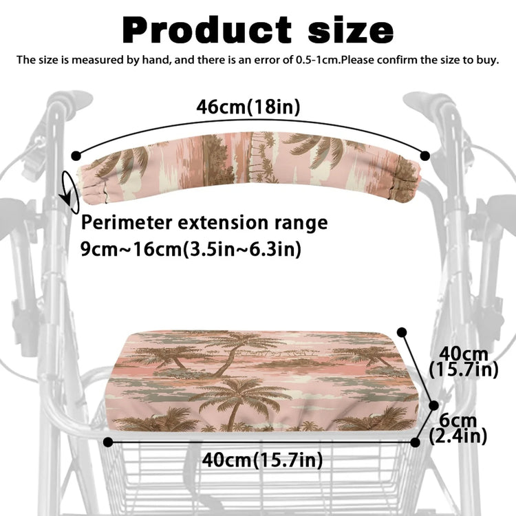 Coloranimal Palm Tree Set of 2 Walker Seat Cover for Seniors Adult Walker Seat Cushion Cover New Design