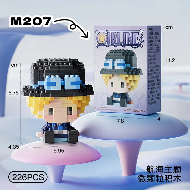 ONE PIECE Sun God Nika Luffy Micro Building Block Chopper Ace Buggy 3D Anime Model Assembly Mini Bricks Figure Toys For Gift