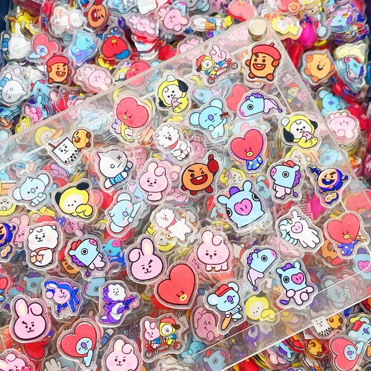 BT21 800-piece 1/2cm mini exquisite acrylic sheets, DIY fridge magnets, phone case materials, anime cartoon gifts and toys