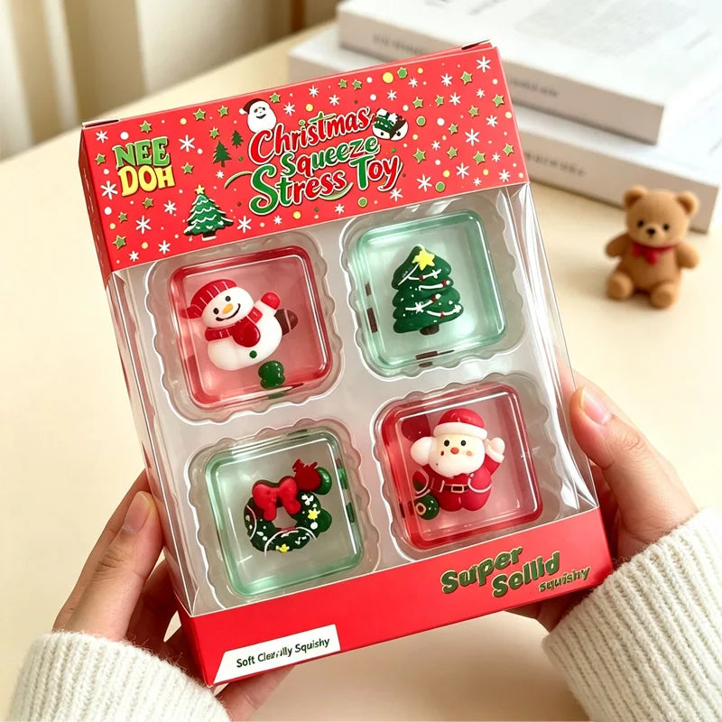 2026 New NeeDoh Mini 4 Pack Nice Cube Squishy Squeeze Fidget Toy Portable Sensory Anti‑Anxiety Stress Relief Desk Toy
