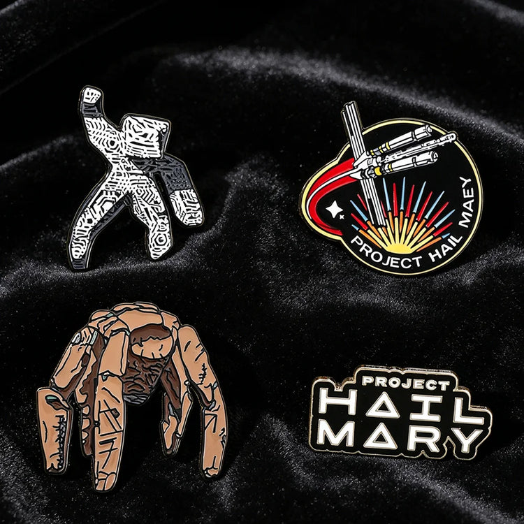 4pc Sci-Fi Enamel Pin Set Project Hail Mary Inspired Collectible Brooch Badges for Backpack Accessories Gifts
