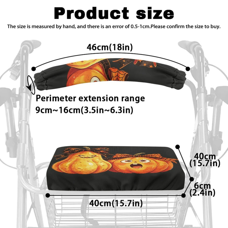 Coloranimal Washable Wasahable 2 Pcs Walker Seat Cover Replacement for Senior for Home Cartoon Pumpkin