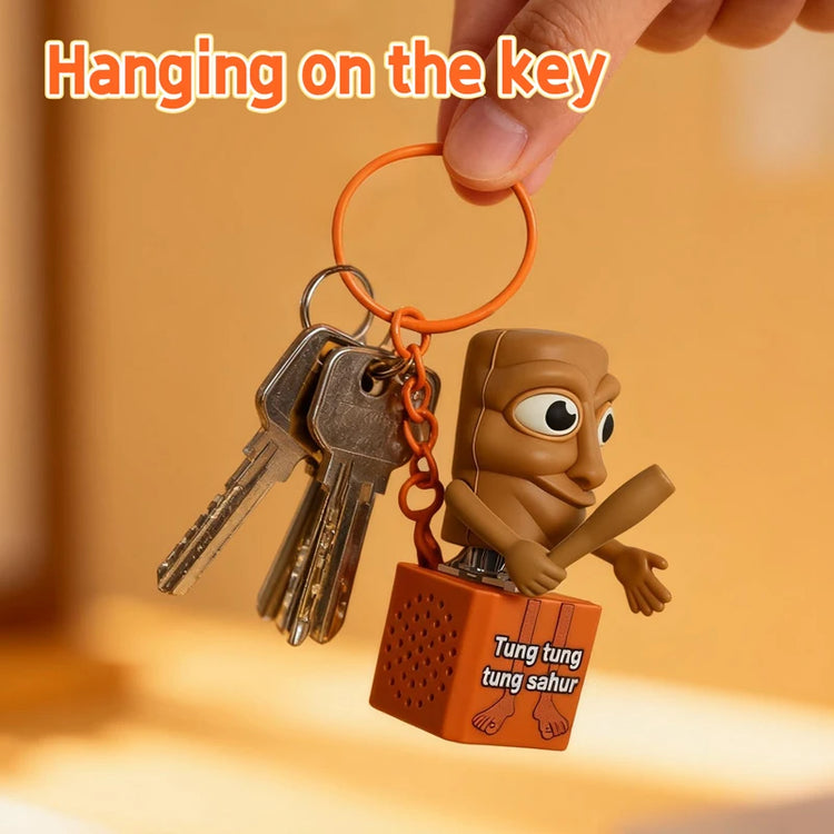 Tung tung tung Sahur Keychain Wooden Stick Man Button Keychain Click Luminous Sound Pendant Anime Peripheral Decor Gift Toys