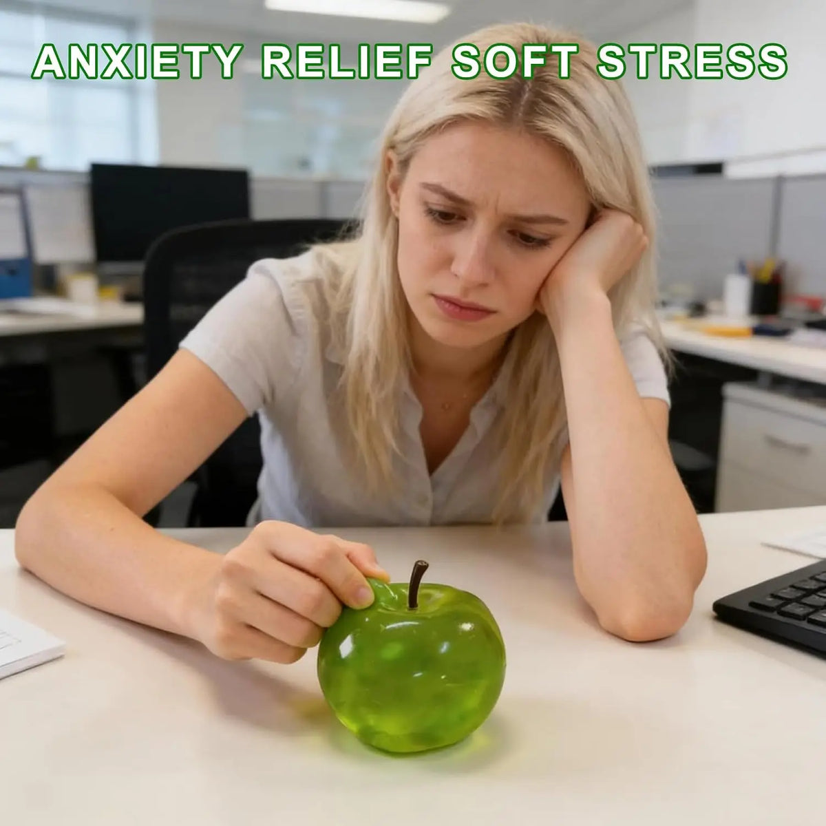 Translucent Green Apple Squishy Toy Slow Rising Stress Relief Sensory Fidget Ball for Adult Kids Anxiety Gift