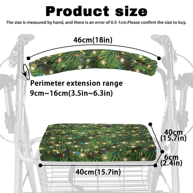 Coloranimal Pine Branch Lights 2PCS Rollator Walker Cover Polyester Seat & Back Covers for Friends