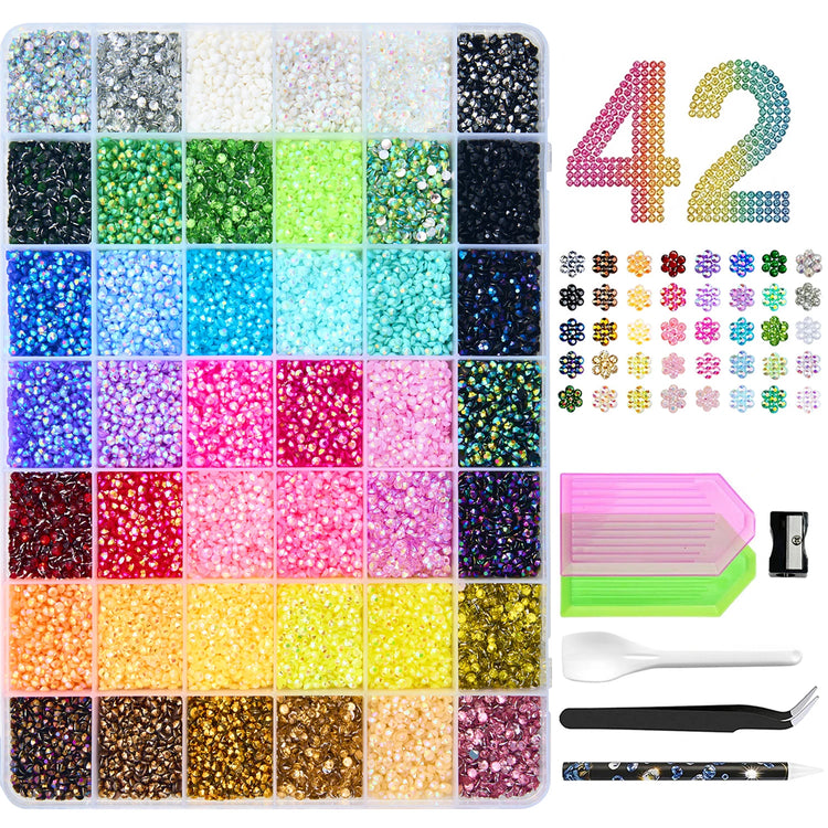 3mm Resin Rhinestone for Bedazzling Kit, Flatback Jelly Gems Rhinestone Kit with Tools for Nail Art Clothing Shoes Phone Case