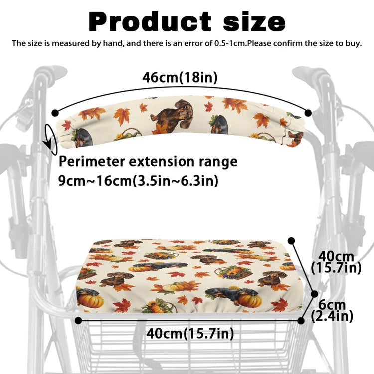 Coloranimal Autumn Dog 2 Pcs Walker Seat Covers Easy to Clean Rollator Walker Seat Back Cover for Men
