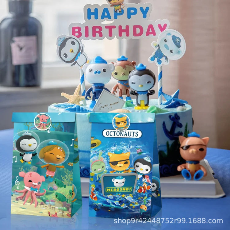 Cartoon 12pcs Octonauts Gift Bags Children Birthday Party Candy Bag Kraft Paper Packaging Boxes Treat Bag Supplies Gift