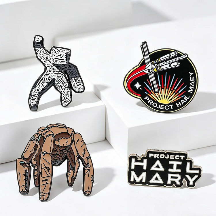 4pc Sci-Fi Enamel Pin Set Project Hail Mary Inspired Collectible Brooch Badges for Backpack Accessories Gifts