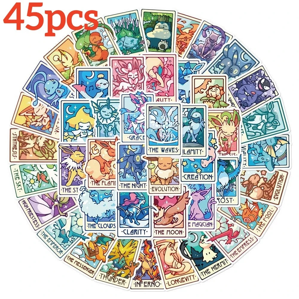 45/90PCS Pokémon Kawaii  DIY Stickers Luggage Graffiti Toy Decals Decoration Sticker Gift Closure Sticker Kid Sticker Toys Gifts