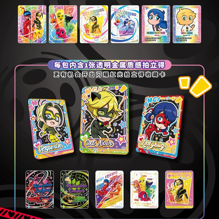 Official Miraculous Ladybug Shining Miracle Instax Style Collectible Cards Cat Noir TCG Booster Box Polaroid Anime Trading Card