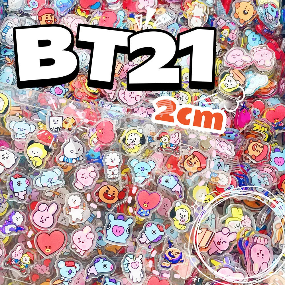 BT21 800-piece 1/2cm mini exquisite acrylic sheets, DIY fridge magnets, phone case materials, anime cartoon gifts and toys