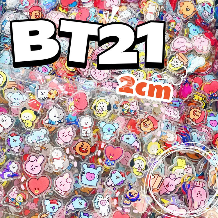 BT21 800-piece 1/2cm mini exquisite acrylic sheets, DIY fridge magnets, phone case materials, anime cartoon gifts and toys