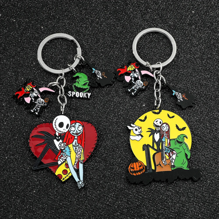 The Nightmare Before Christmas Keychain Sally Jack Skellington Halloween Keyrings Car Key Holder for Couple Gifts