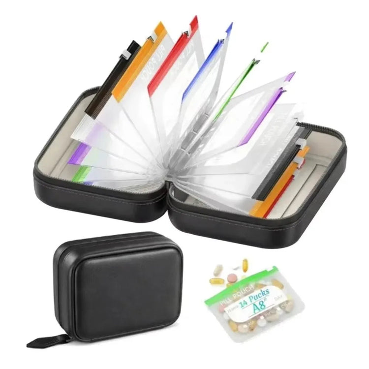 7/14Pouch Weekly Pill Organizer Color Coded Pill Pouch Waterproof Medicine Storage Case Portable Vitamins Supplements Pouch Set