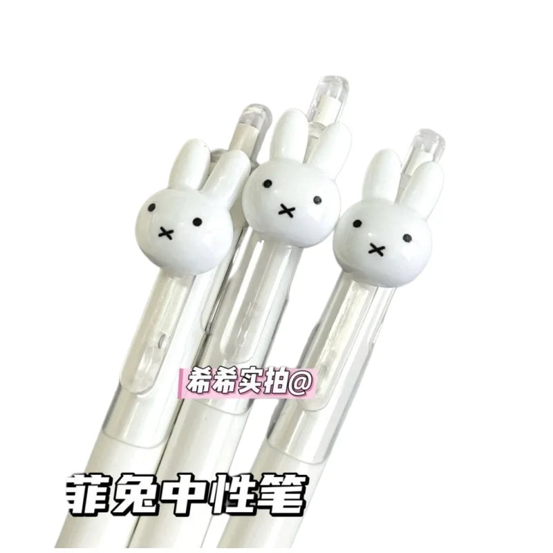 Cute Miffy Retractable Gel Pen, ST Nib 0.5mm, Aesthetic Quick-Dry Smooth Writing Pen for Studying, Large Capacity Ink Ballpoint
