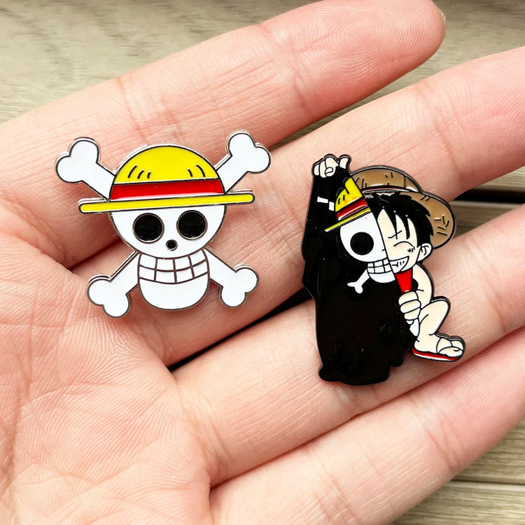 2pcs One Piece Luffy Anime Lapel Pins Set Enamel Brooches for Backpack Men Women Jewelry Accessory Cool Anime Badges