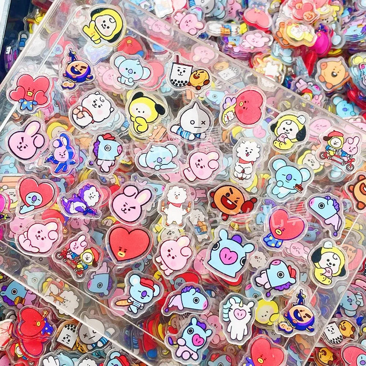 BT21 800-piece 1/2cm mini exquisite acrylic sheets, DIY fridge magnets, phone case materials, anime cartoon gifts and toys