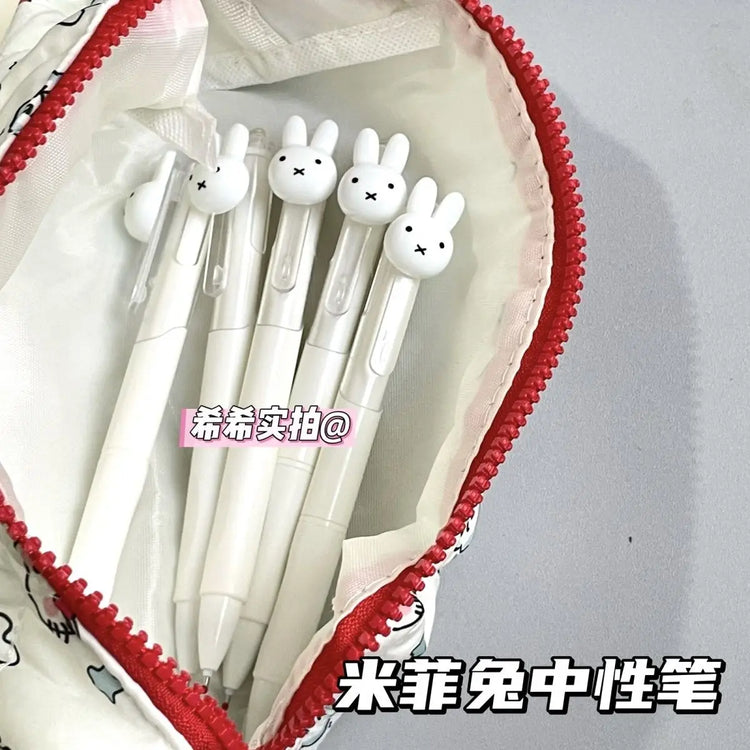 Cute Miffy Retractable Gel Pen, ST Nib 0.5mm, Aesthetic Quick-Dry Smooth Writing Pen for Studying, Large Capacity Ink Ballpoint