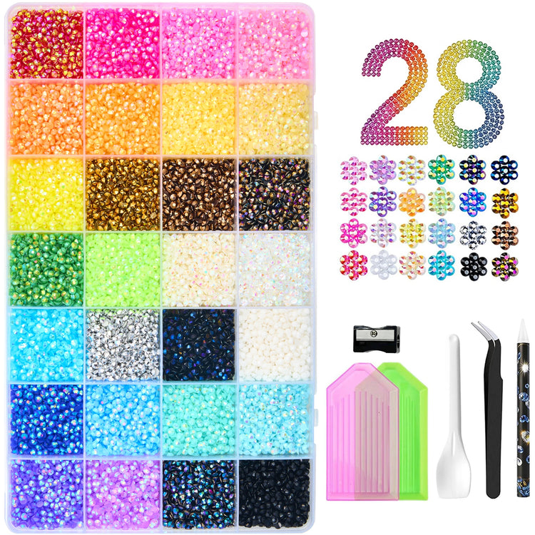 3mm Resin Rhinestone for Bedazzling Kit, Flatback Jelly Gems Rhinestone Kit with Tools for Nail Art Clothing Shoes Phone Case
