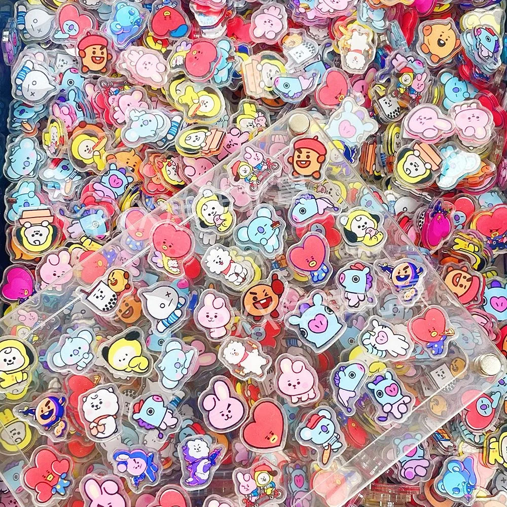 BT21 800-piece 1/2cm mini exquisite acrylic sheets, DIY fridge magnets, phone case materials, anime cartoon gifts and toys