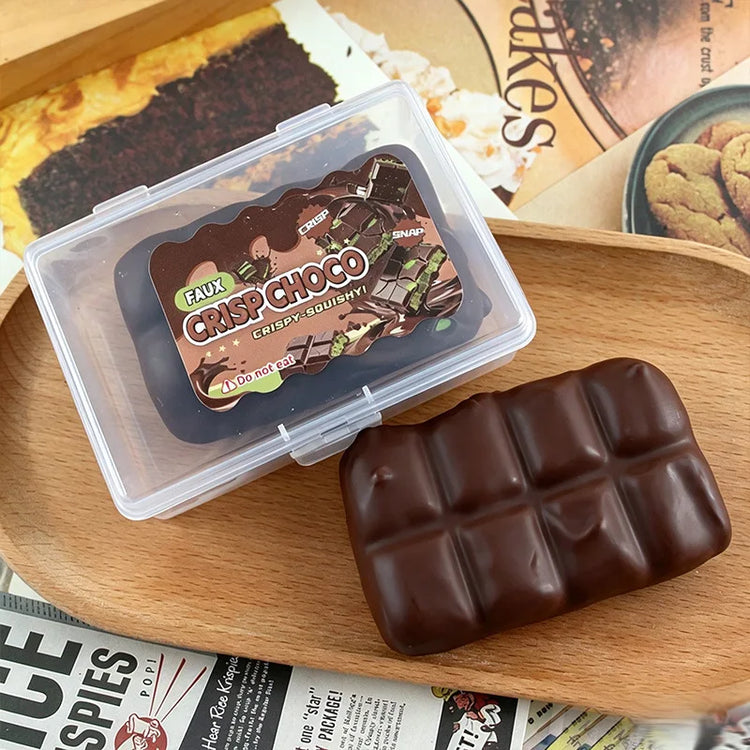 Chocolate Squishy Squeeze Toy Crispy Chocolate Wax Cracking Stress Ball Soft Realistic Food Squeeze Fidget Toy Relieve Stress