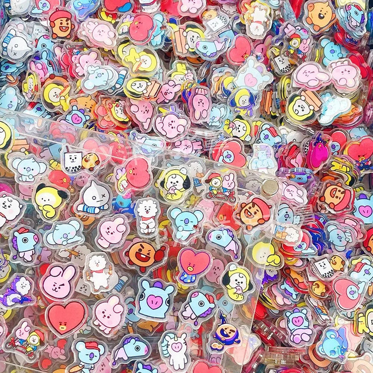 BT21 800-piece 1/2cm mini exquisite acrylic sheets, DIY fridge magnets, phone case materials, anime cartoon gifts and toys