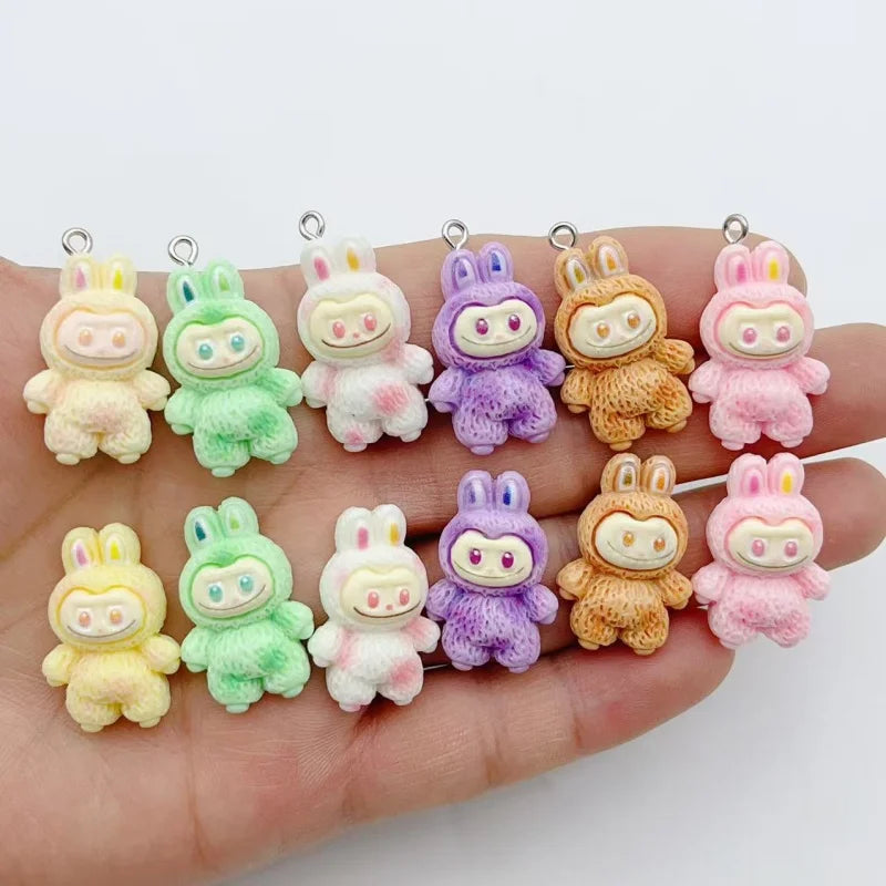 10pcs Cartoon Resin Animal Charm Pendant Earrings Keychain Bracelet DIY Jewelry Making