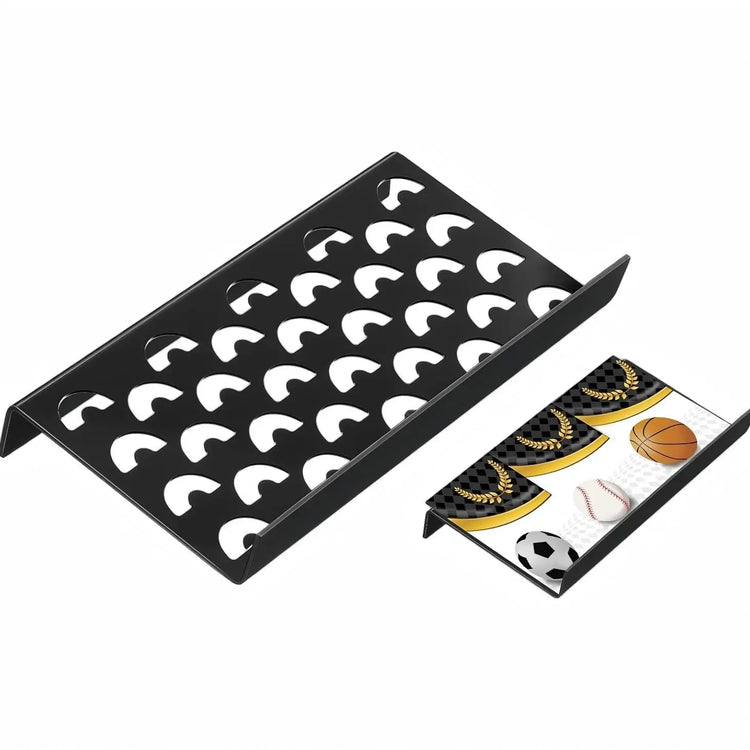 Modular acrylic display unit for trading cards featuring interchangeable grid hollow honeycomb solid spherical semicircular clou