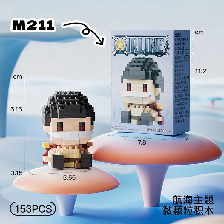 ONE PIECE Sun God Nika Luffy Micro Building Block Chopper Ace Buggy 3D Anime Model Assembly Mini Bricks Figure Toys For Gift