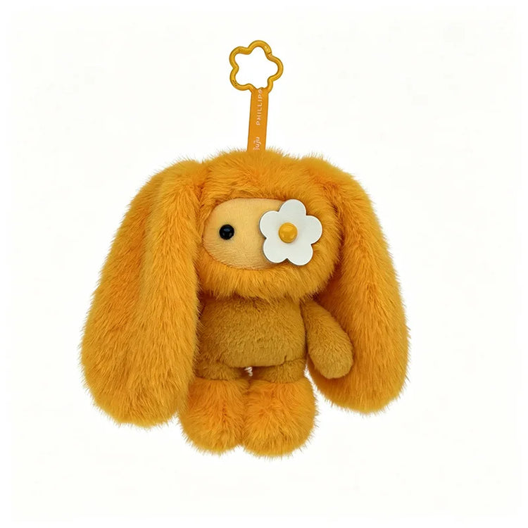 Cute Juju Rabbit Plush Keychain Flower Eye Bunny Kawaii Long Ears Bag Pendant Car Keyring Toy Gift for Girls