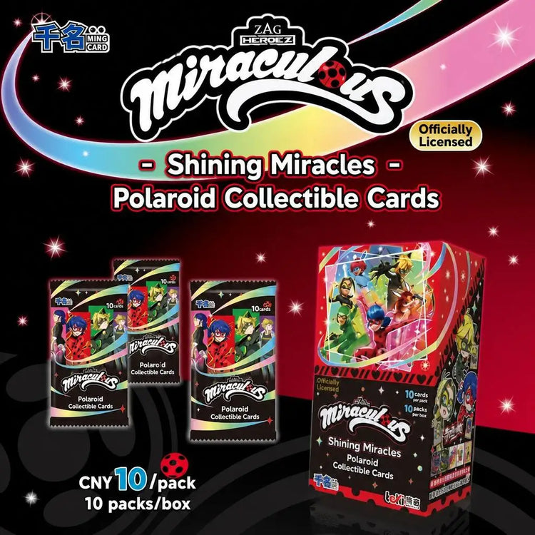 Official Miraculous Ladybug Shining Miracle Instax Style Collectible Cards Cat Noir TCG Booster Box Polaroid Anime Trading Card