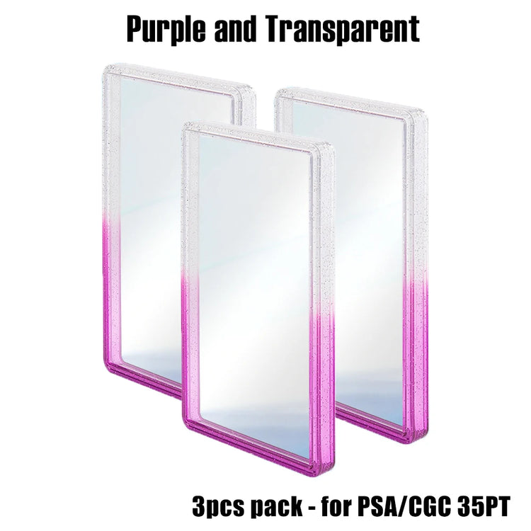 Stackable Slab Case for PSA CGC 35PT Graded Card, TPU Slab Bumper Protector with Back Panel ,Multicolor Gillter, For PTCG