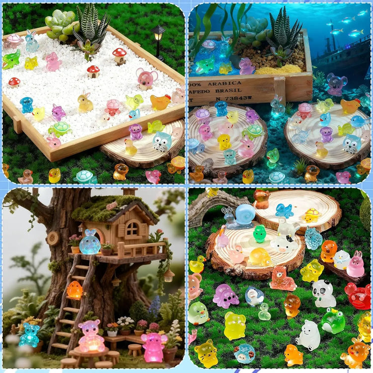 60Pcs Random Mini Resin Animals Mystery Bag, Cute Charms for DIY Craft & Micro Landscape Decor