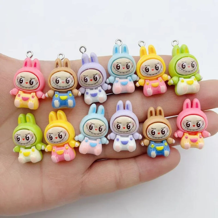 10Pcs Kawaii Rabbit Strawberry House Resin Charms Lovely Cartoon Animals Pendants for Earrings Keychains DIY Jewelry Make