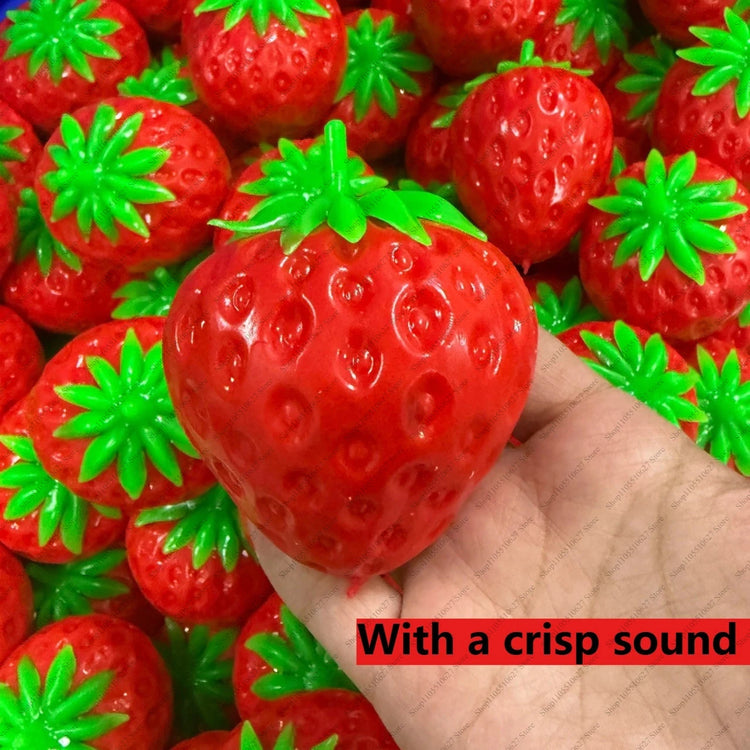 Crispy  Gradient Strawberry Ball Squishy Ball Fidget Toy Crunchy Squeeze Ball Round Blocks Filled ASMR Anti Stress Toy for Adult