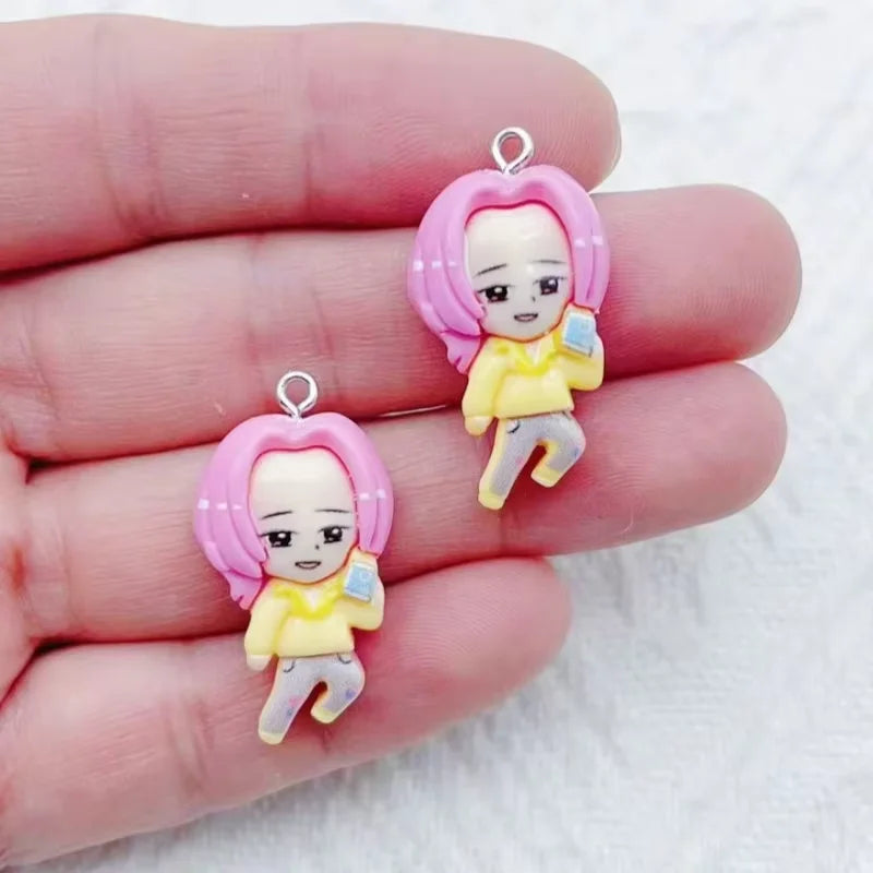 10pcs resin cartoon character jewelry earrings necklaces bracelets pendants DIY accessories