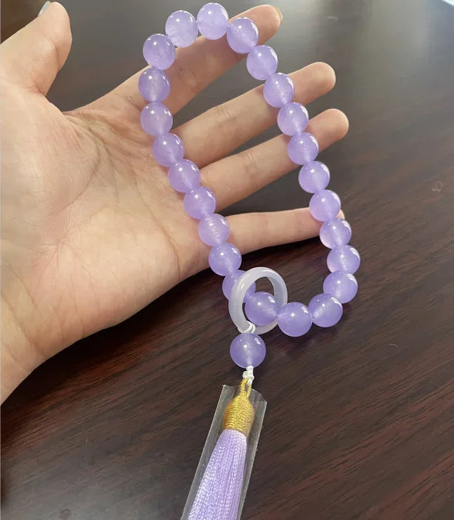 Green Jade Stone 12mm Beads Tassel Bracelet Necklace Tibetan Buddhist Mala Buddha Charm Rosary Yoga Men Woman Jewelry Customized