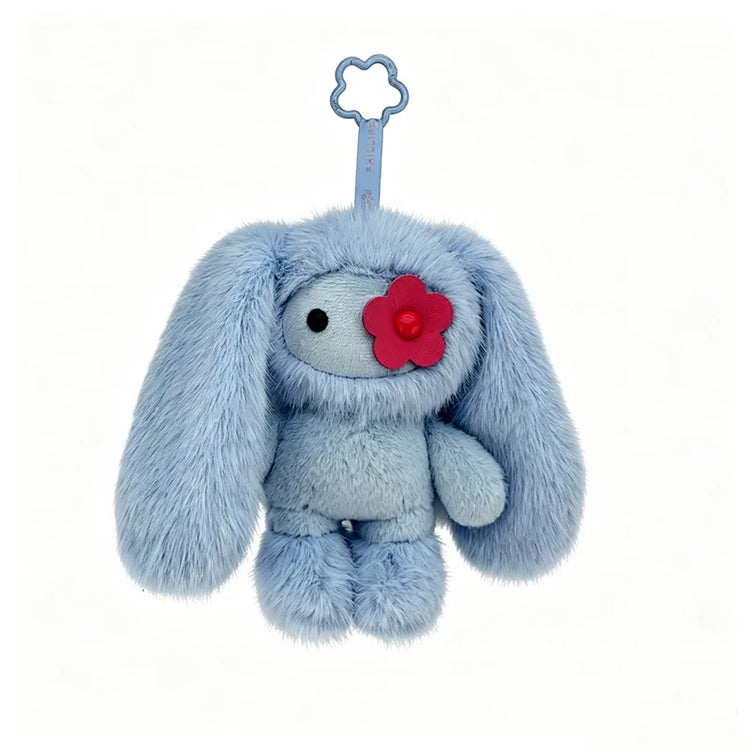 Cute Juju Rabbit Plush Keychain Flower Eye Bunny Kawaii Long Ears Bag Pendant Car Keyring Toy Gift for Girls