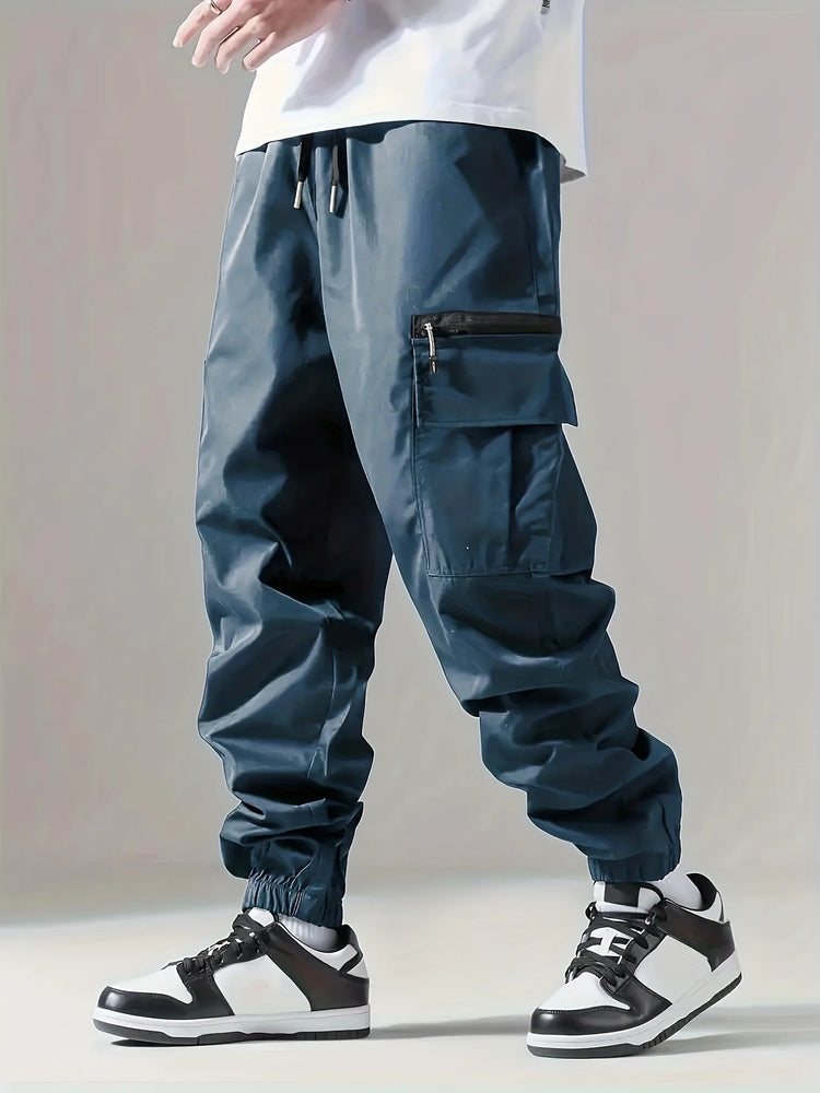 Men's Cargo Pants, Thin Trousers, Comfortable and Breathable, Outdoor Casual, Wearable, Running, Cycling, Multi-pocket 004
