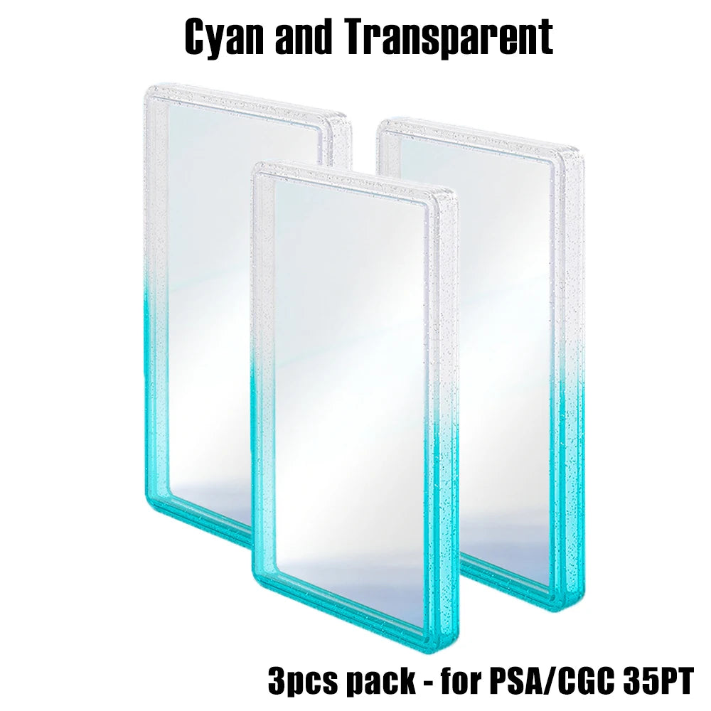 Stackable Slab Case for PSA CGC 35PT Graded Card, TPU Slab Bumper Protector with Back Panel ,Multicolor Gillter, For PTCG