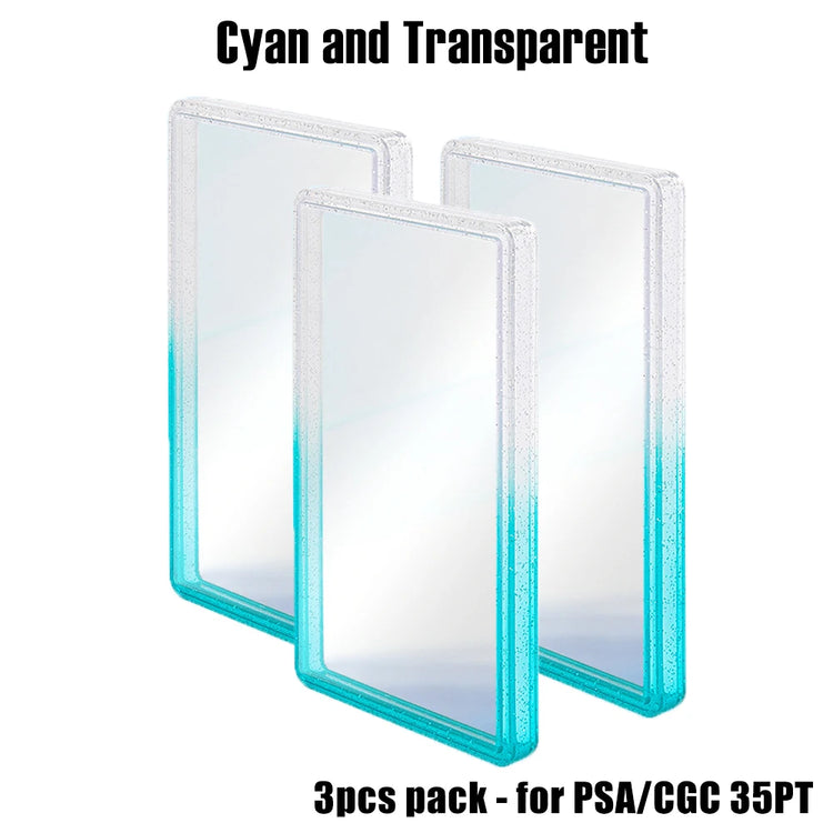 Stackable Slab Case for PSA CGC 35PT Graded Card, TPU Slab Bumper Protector with Back Panel ,Multicolor Gillter, For PTCG