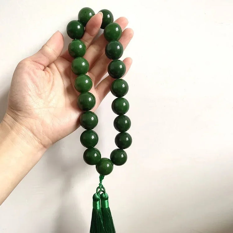 Green Jade Stone 12mm Beads Tassel Bracelet Necklace Tibetan Buddhist Mala Buddha Charm Rosary Yoga Men Woman Jewelry Customized