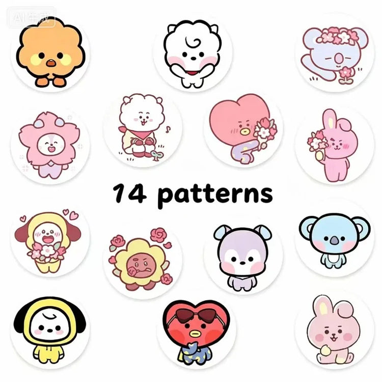 500PCS BT21 Cute Cartoon Stickers K-pop Idol Merch for DIY Phone Case & Scrapbook Decoration
