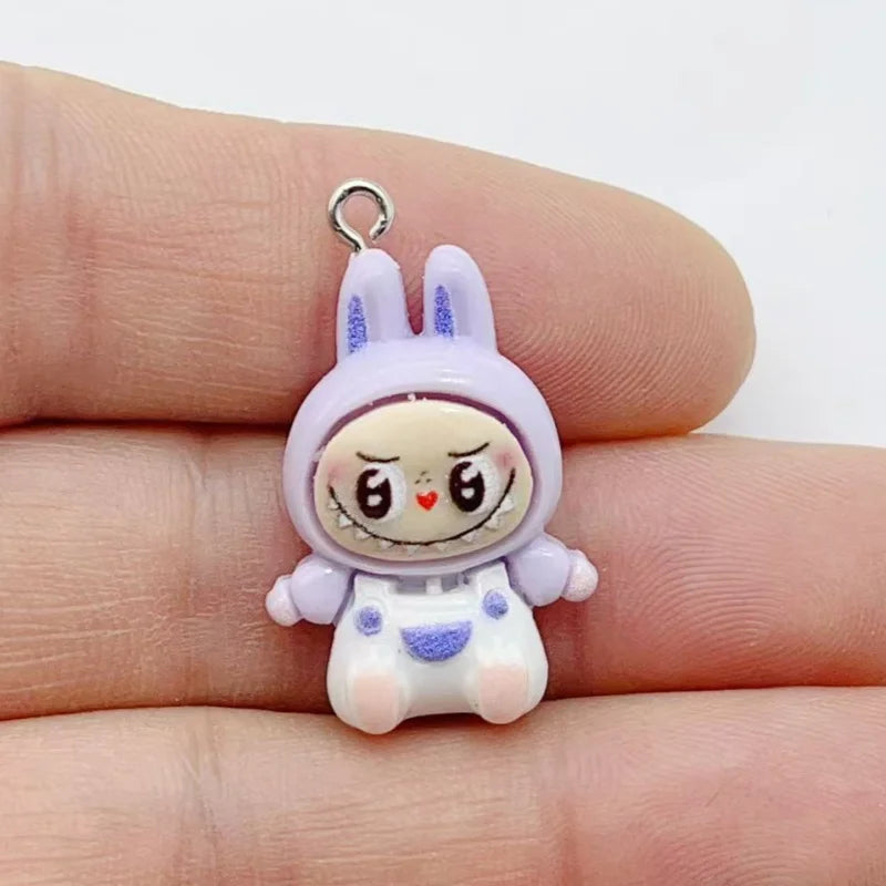 10Pcs Kawaii Rabbit Strawberry House Resin Charms Lovely Cartoon Animals Pendants for Earrings Keychains DIY Jewelry Make