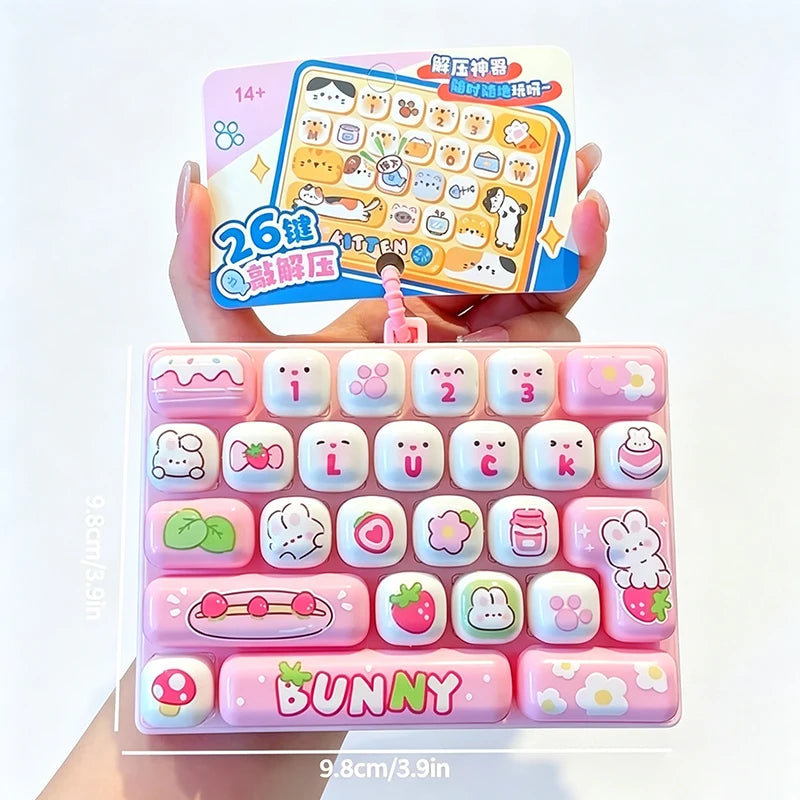 *Candy Color Keycap Keychain Cute Cartoon 26-key Aecompression Keyboard Toy Keyrings Fidgets Keycap Clicker Bag Pendant 키캡
