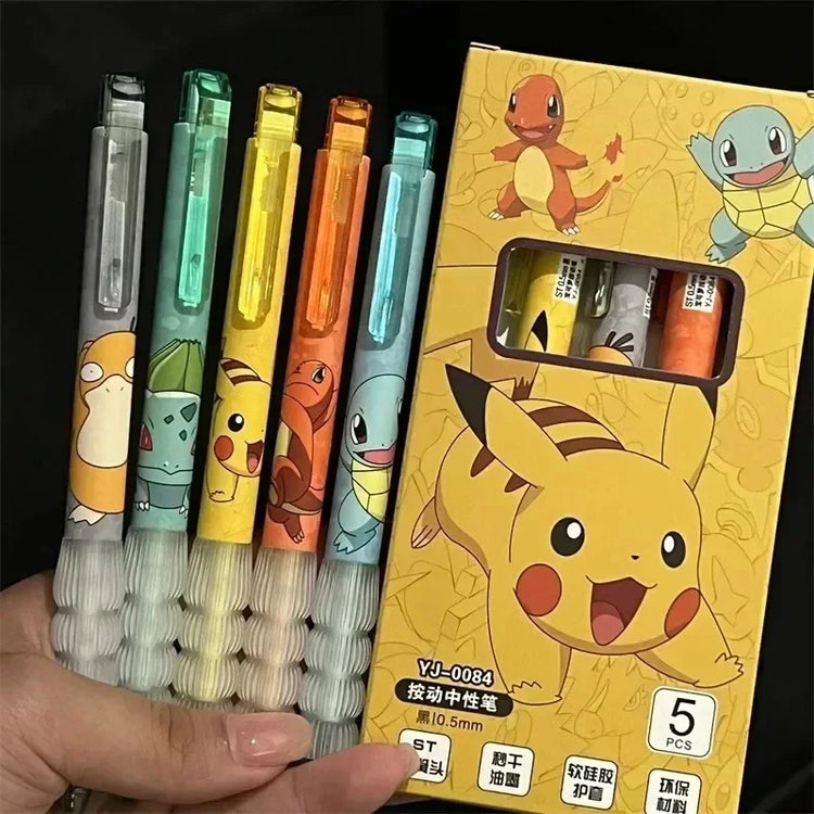 5/10 Pokémon gel pens black ink student exam practice pens Squirtle Charmander cute click-type gel pen set study stationery